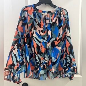 Entro Button Down Top NWT Size Medium Flowy Oversized Floral